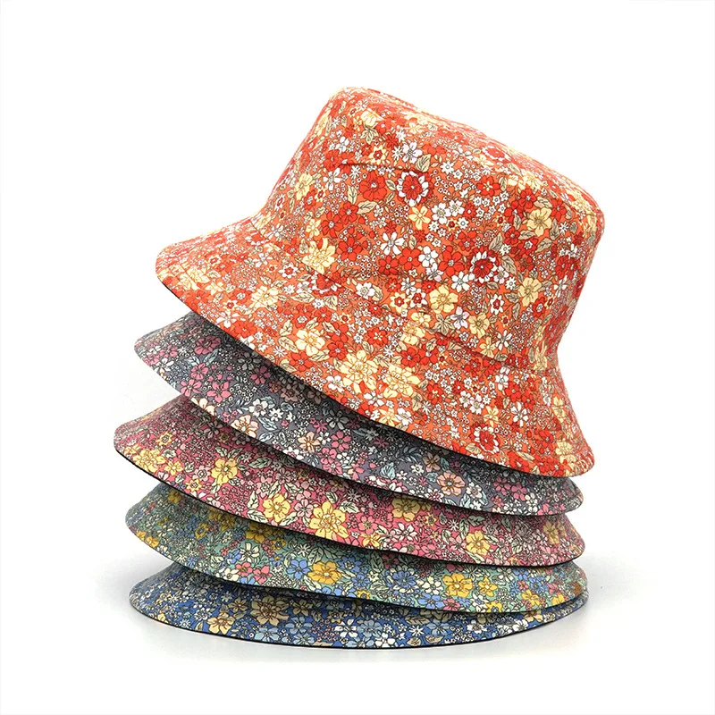 Mens Fashion Bucket Hat - Çift Taraflı Kullanılabilen Kova Şapkalar Çiçek