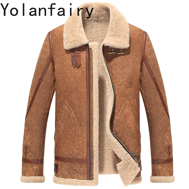 Men'S Fashion Zipper Jacket - YOLANFAIRY Gerçek Deri Ceketler Adam için