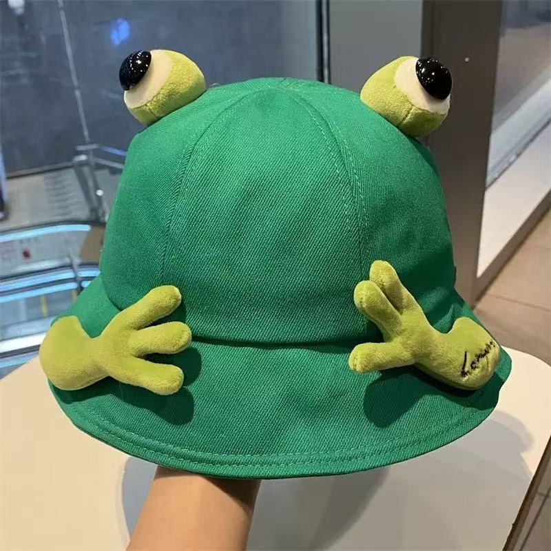 Mens Fashion Bucket Hat - Komik 3D Kurbağa Gözlü Kova Şapka
