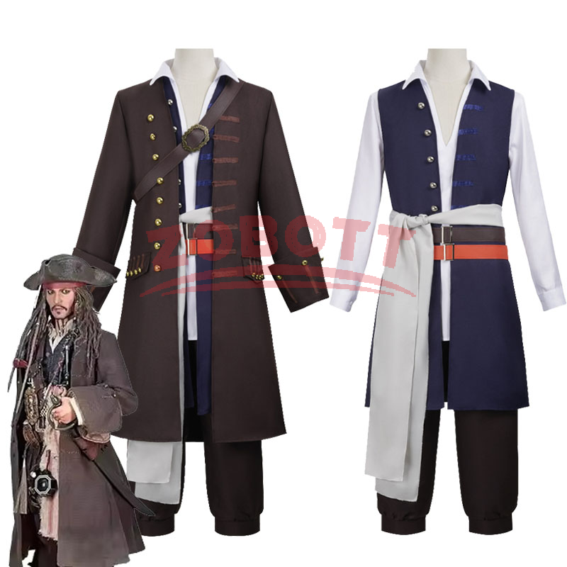 Trench Coat Men - Kaptan Jack Sparrow Cosplay Kostüm Erkekler