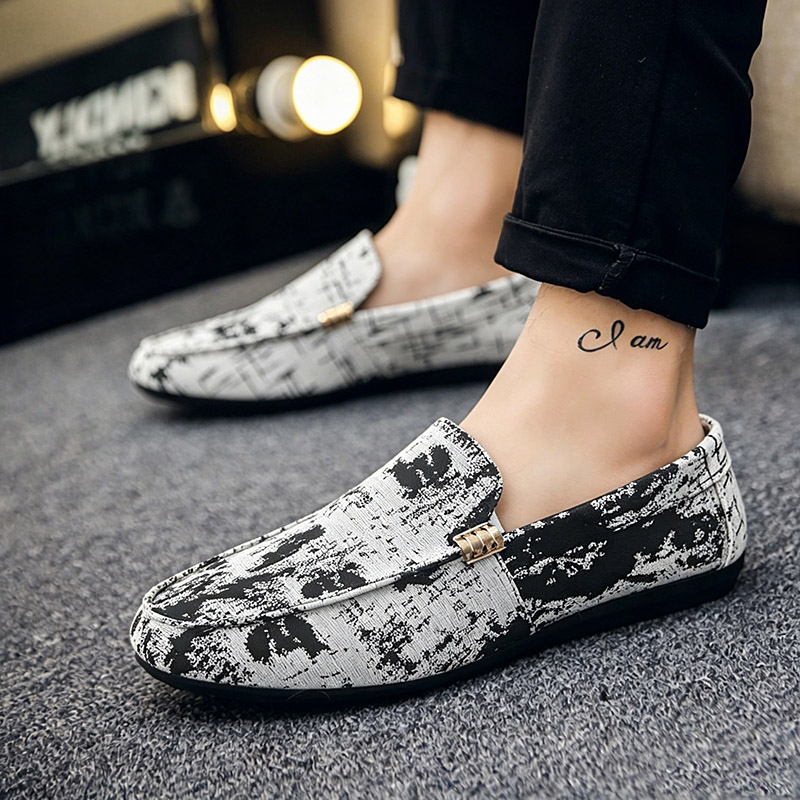 Mens Fashion Chinos - Flats erkek Loafer'lar Kanvas Spor Ayakkabılar