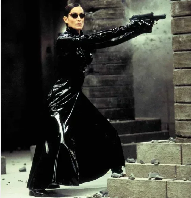 Trench Coat Men - Film Neo Trench Siyah Parlak PVC