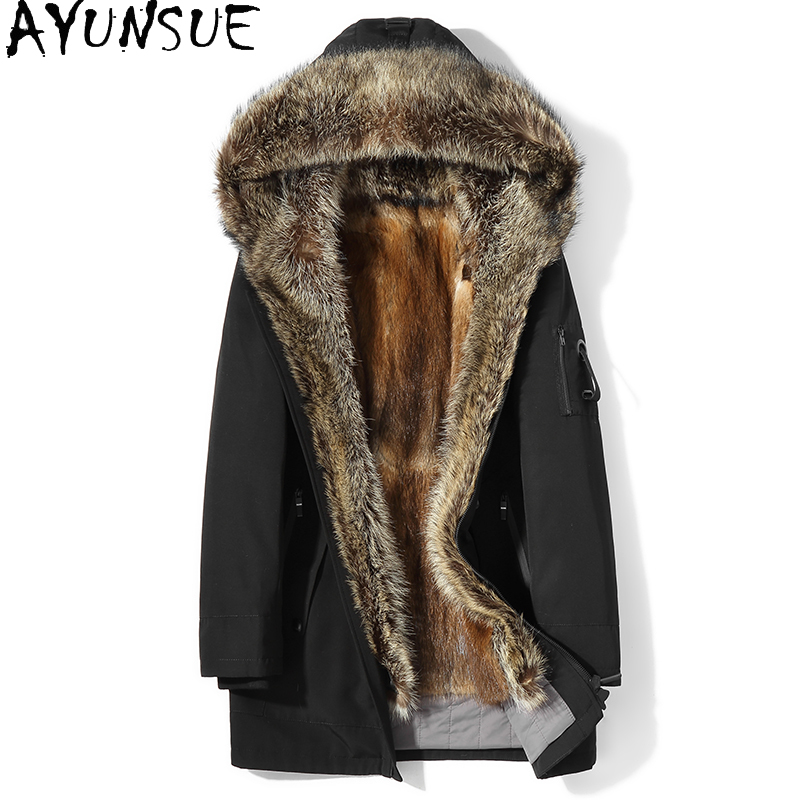 Men'S Fashion Zipper Jacket - AYUNSUE Moda Sıcak erkek Doğal Kürk