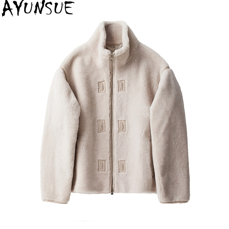 Men'S Fashion Zipper Jacket - AYUNSUE Doğal Merinos Koyun Shearlıng Ceket