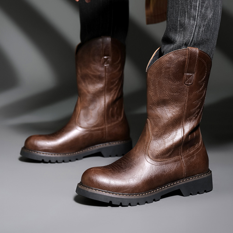 Mens Fashion Vintage - Moda Erkek Kovboy Çizmeleri Yeni Nakış