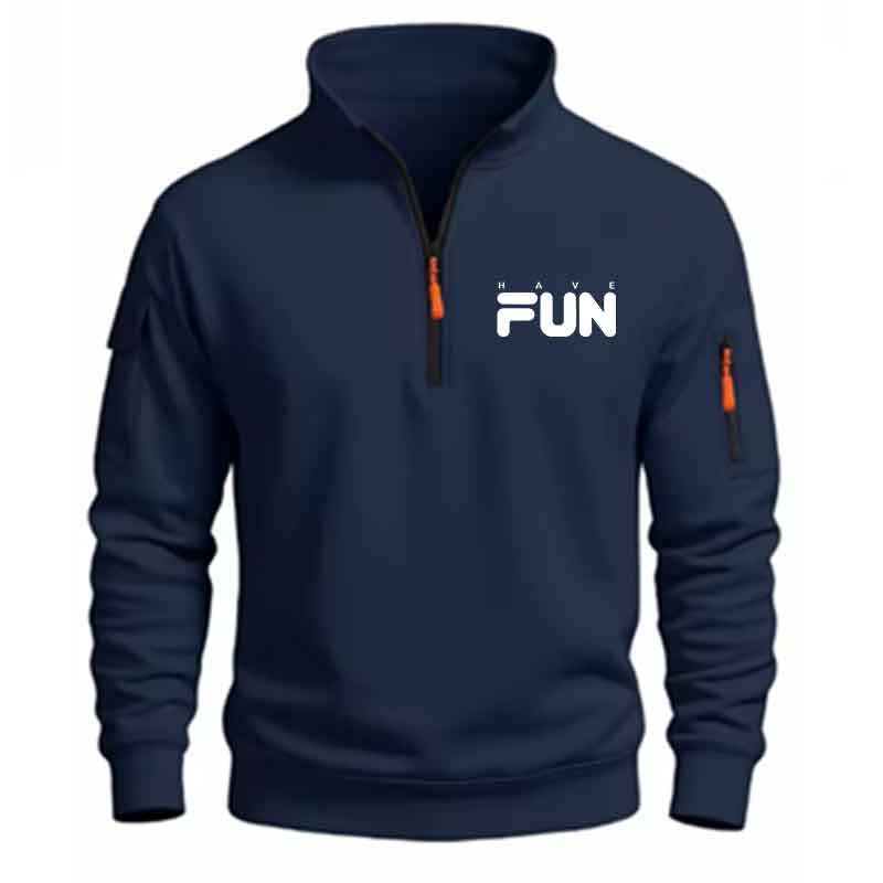 Mens Fashion Quarter Zip - Erkek Çeyrek Fermuarlı Sweatshirt Moda Sade