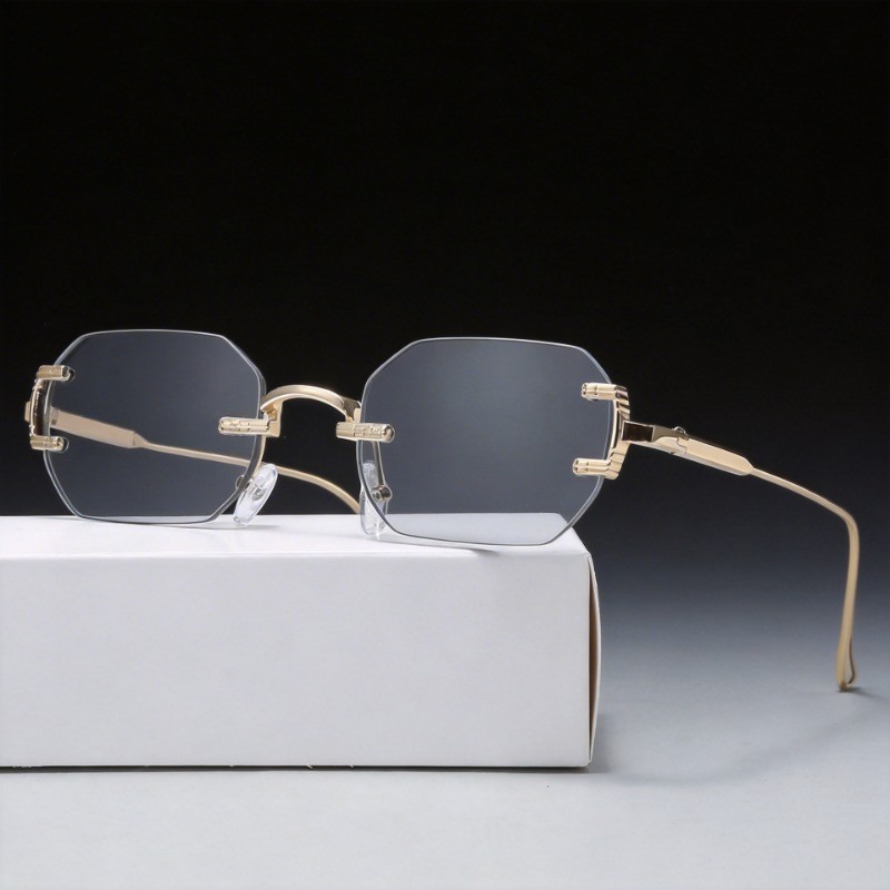 Men'S Fashion Glasses - Çerçevesiz Güneş Gözlüğü Dikdörtgen Moda Popüler