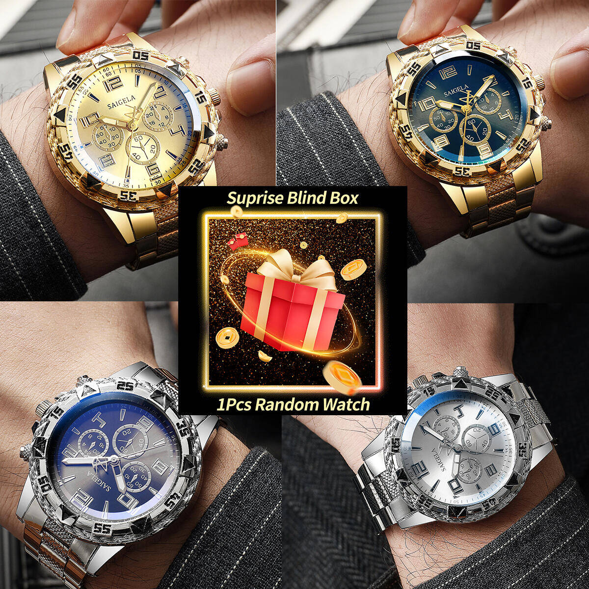 Mens Fashion Watch - 1 adet sürpriz gizem izle kör
