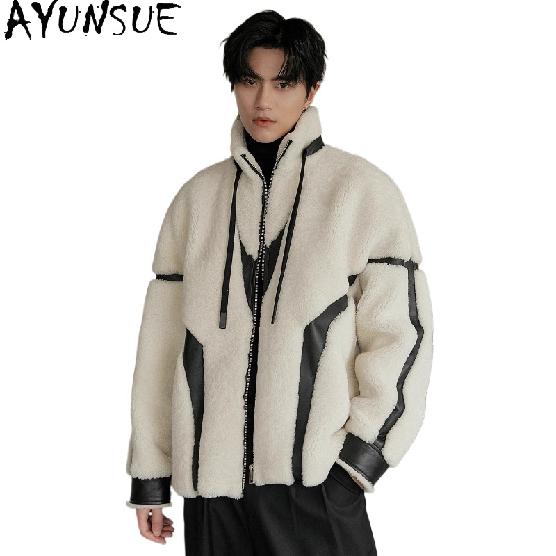 Men'S Fashion Zipper Jacket - AYUNSUE Lüks Doğal Kürk Ceket Adam