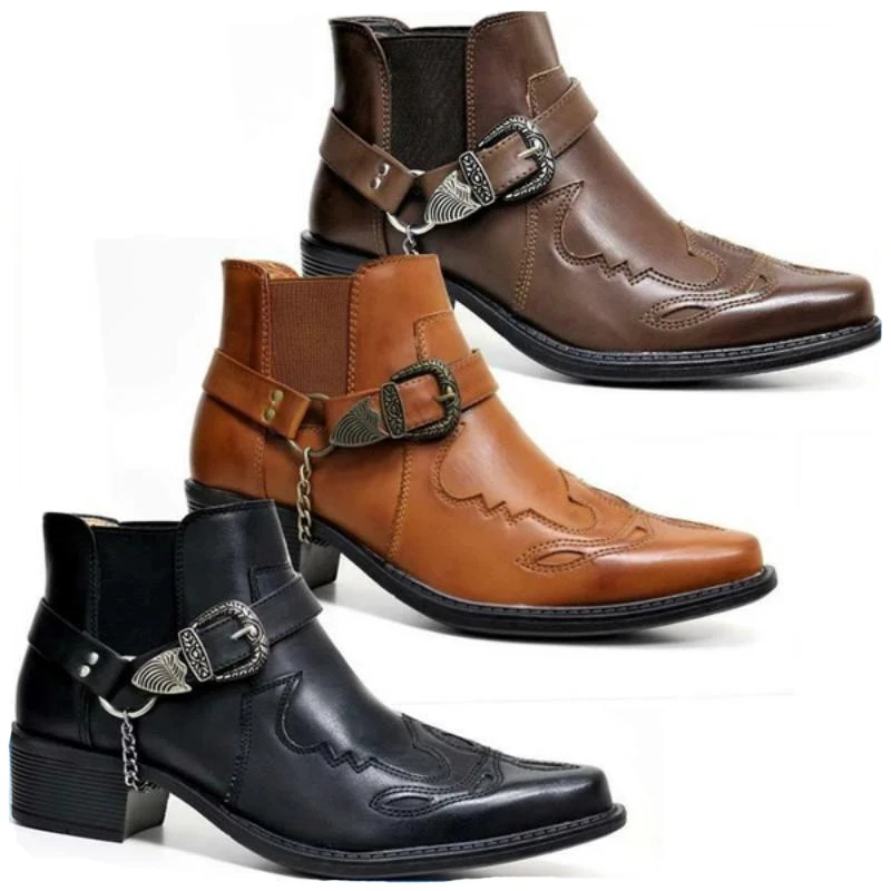 Mens Fashion Vintage - 2026 Moda Erkek Vintage Kovboy Botları