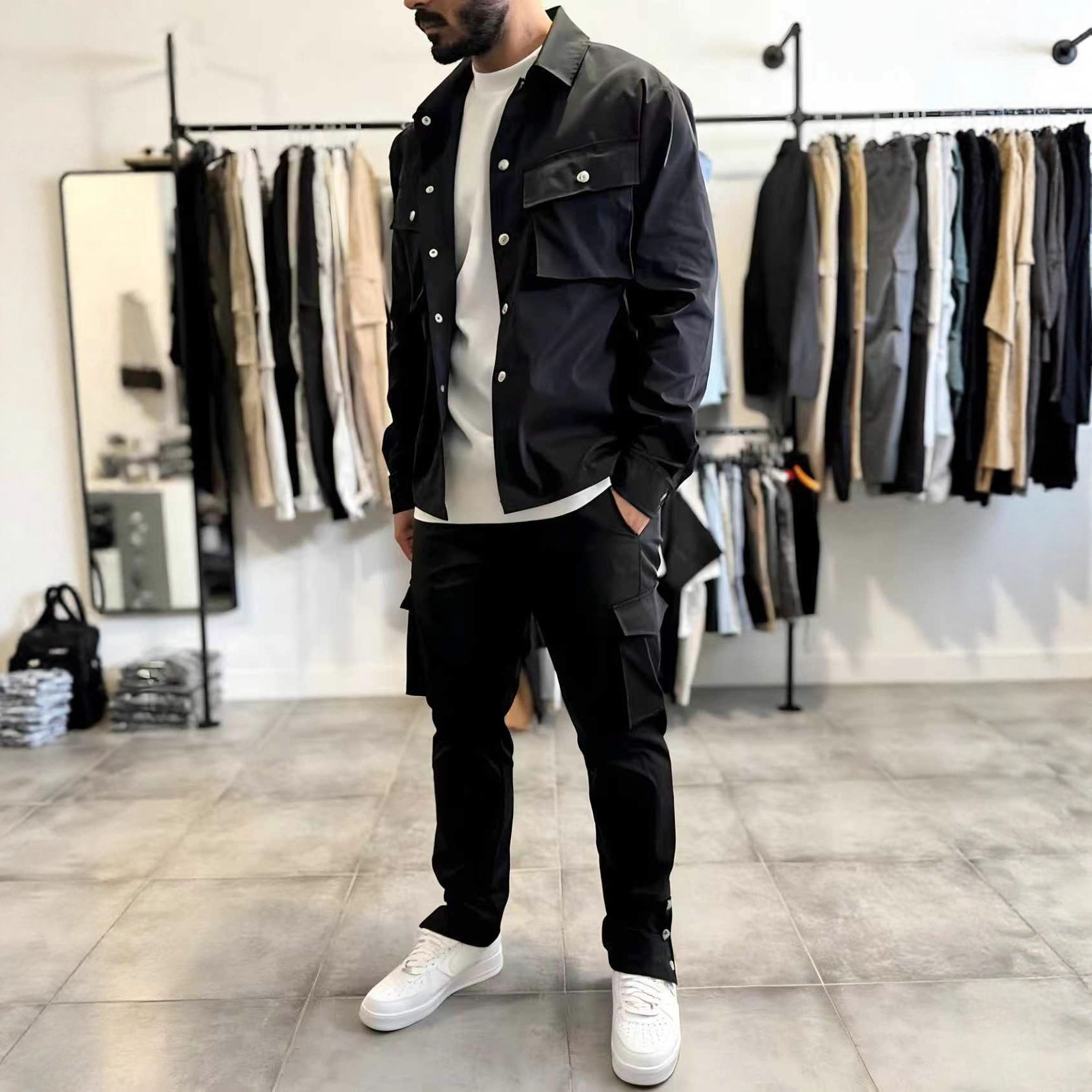 Men'S Fashion Zipper Jacket - Moda Erkek Günlük Çok Cepli Uzun