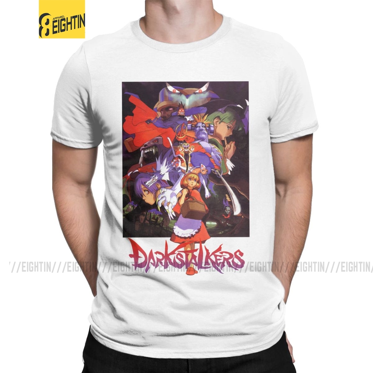 Men'S Fashion From The 80S - Darkstalkers vampir kurtarıcı T shirt erkekler