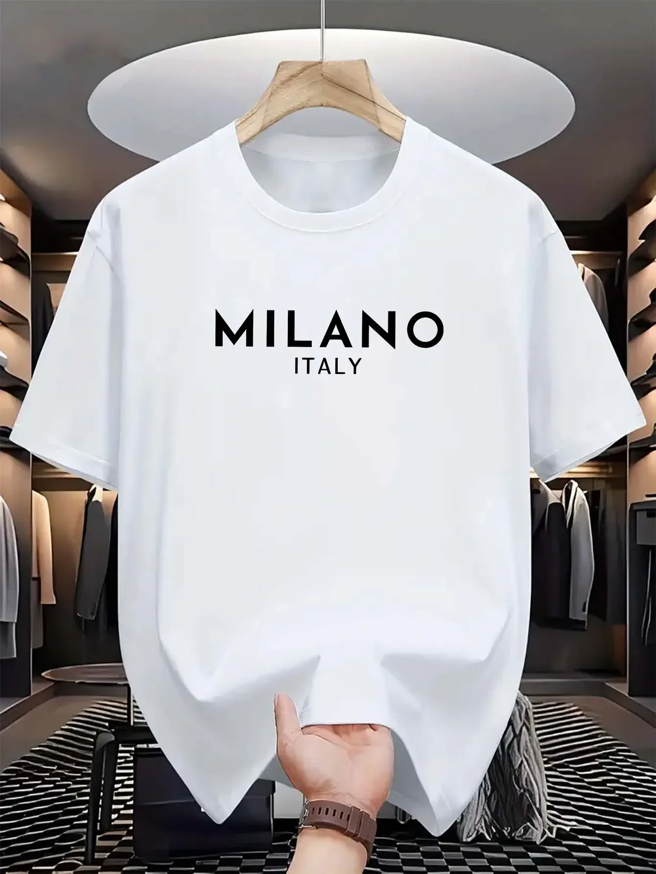 Milan Men'S Fashion - Milan İtalyan Yuvarlak Yaka Baskılı Kısa