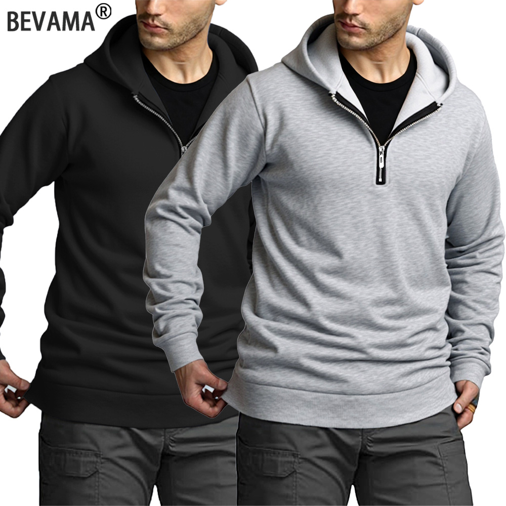Mens Fashion Quarter Zip - Erkekler için çeyrek fermuarlı kapüşonlu sweatshirtler,