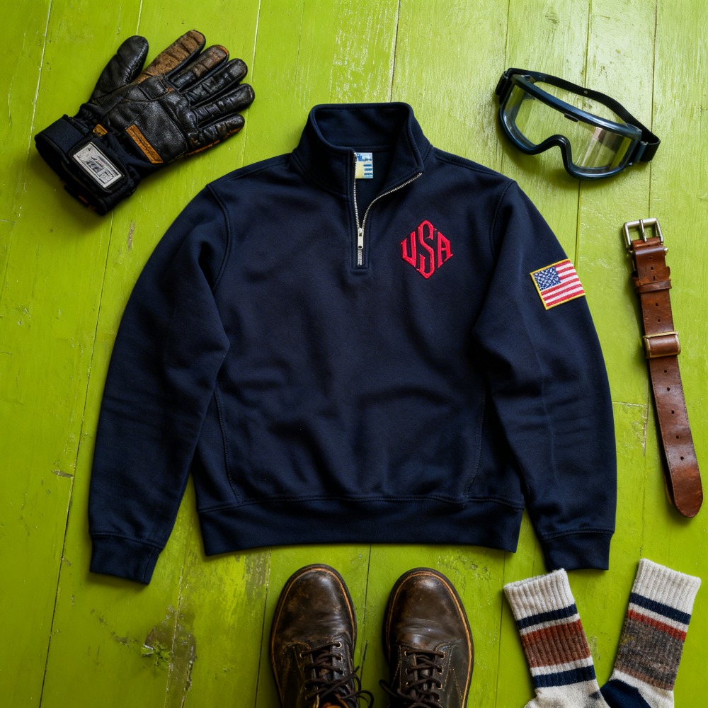 Amerikan Bayrağı Yamalı Sweats - Mens Fashion Quarter Zip incelemesi ve fiyatı