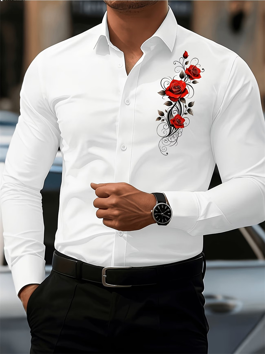Erkek Kırmızı Gül Baskılı Uzun - Men'S Fashion Rules incelemesi ve fiyatı