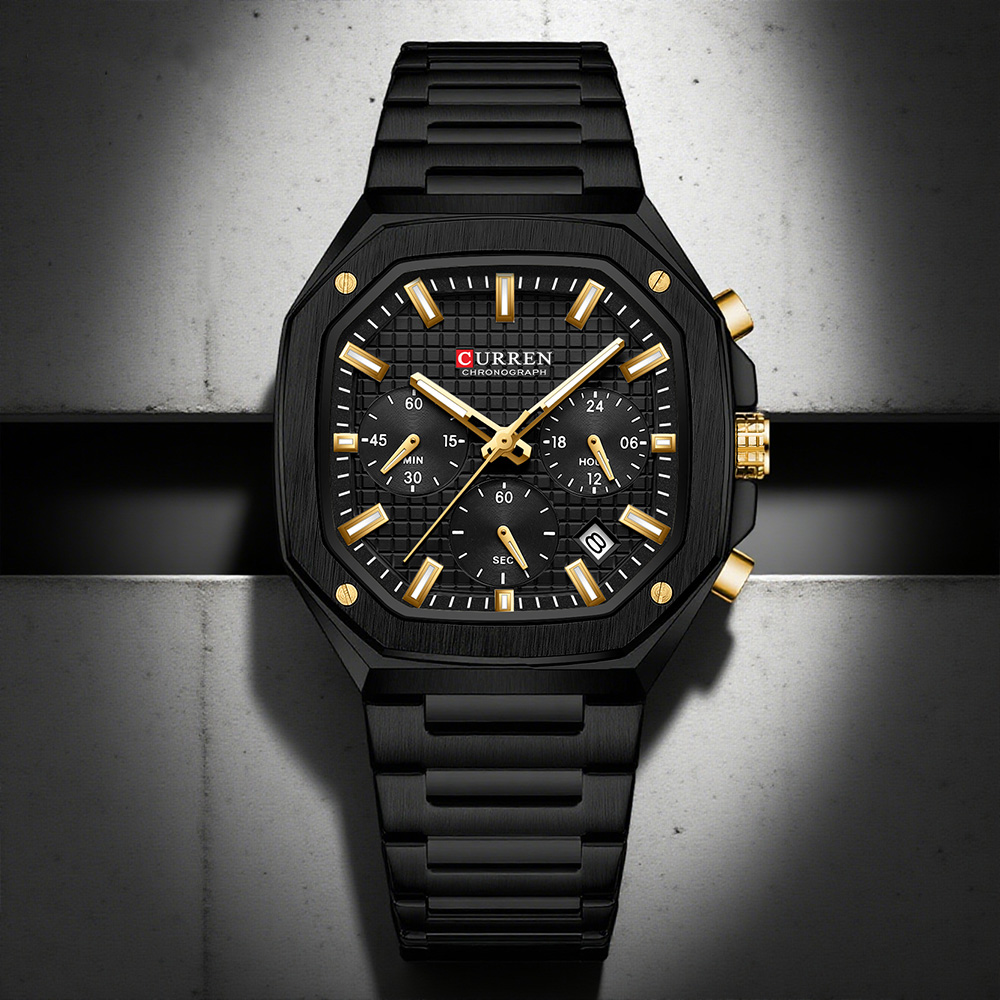 CURREN Lüks Kare Chrono İzle E - Mens Fashion Watch incelemesi ve fiyatı