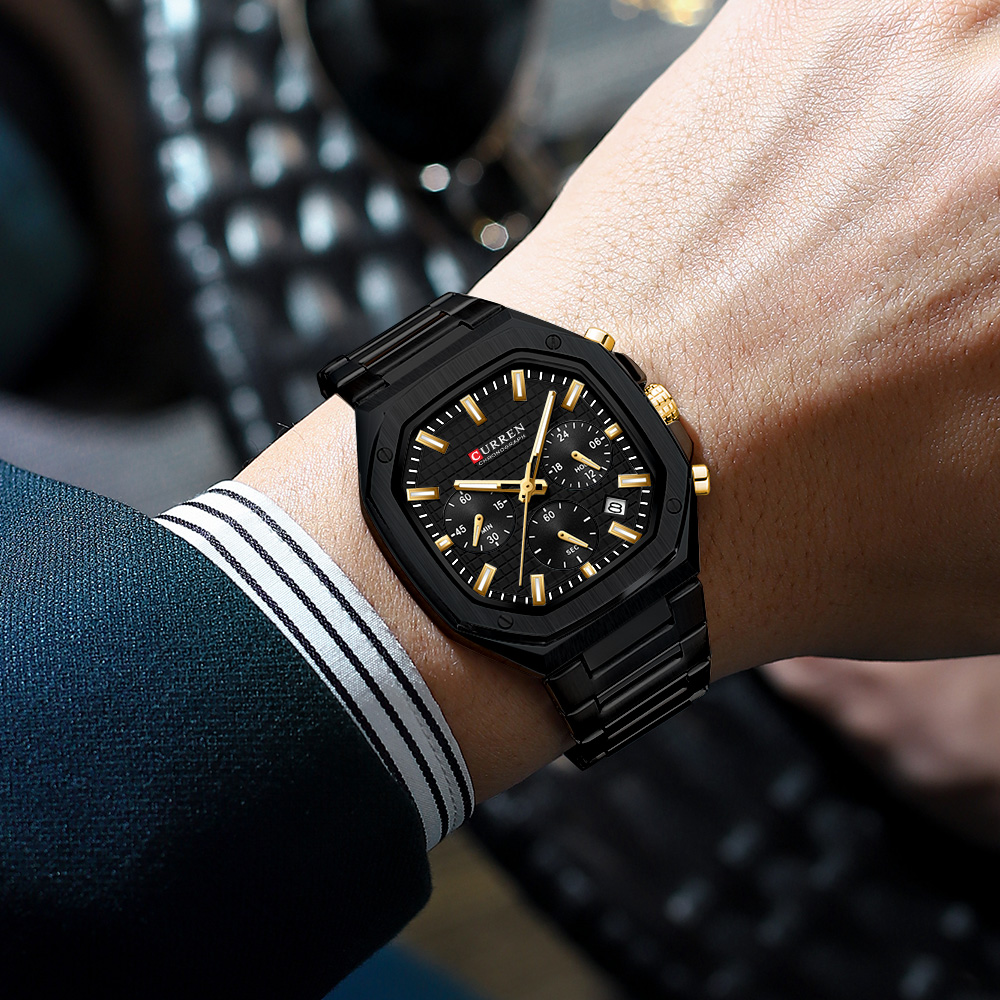 CURREN Lüks Kare Chrono İzle E - Mens Fashion Watch incelemesi ve fiyatı